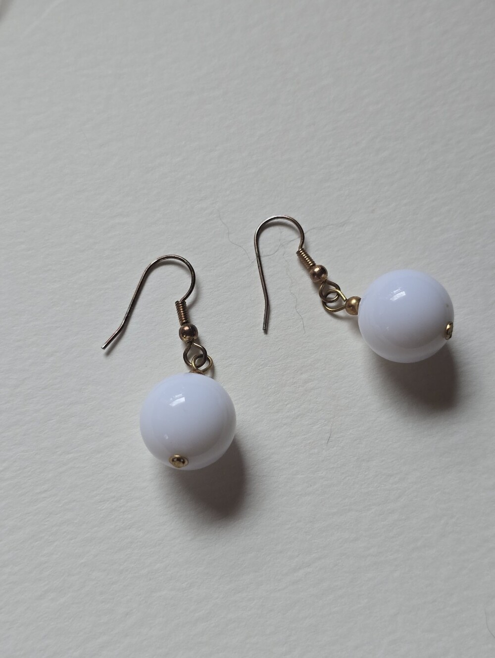 White Bead Drop Dangle Earrings